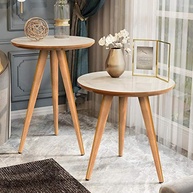 Kit Mesa Lateral e Apoio para Sofá Retrô Classic - Design Moderno Off White e Freijó - imagem 3
