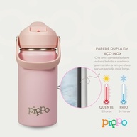 Pippo | Garrafa Térmica Infantil Rosa - Aço Inox com Parede Dupla, BPA-Free, Ideal para Bebidas Quentes e Frias - imagem 4