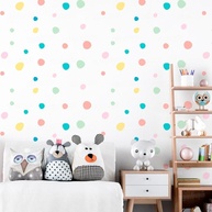 Adesivo de Parede Infantil Bolinhas Pedrinhas Coloridas - Lavável, Seguro e Fácil Aplicação para Decoração do Quarto de Bebê - imagem 1