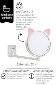 Espelho de Parede Retrátil com Orelhas de Gato - Design Ajustável 360°, Fixação por Ventosa - imagem 4