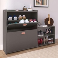 Sapateira com Banco Moderna 2 Gavetas Basculantes - Organize até 18 Pares com Estilo (Cinza Pérola) - imagem 5