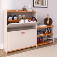 Sapateira Moderna com Banco e 2 Gavetas Basculantes - Organize até 18 Pares no Quarto ou Hall - imagem 5