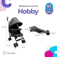 Carrinho de Bebê Cosco Kids Hobby Preto Mescla: Conforto e Segurança para Passeios Inesquecíveis - imagem 3