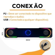 Caixa de Som Gamer LED RGB: Som Estéreo Potente para PC, Notebook e TV | Design Moderno - imagem 3