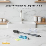 Kit de Limpeza Completa IstoSim – 6 Peças com Escova 3 em 1, Silicone 360°, Canudos e Ganchos - imagem 3