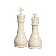Peças de Xadrez em Cerâmica Bege - Rei e Rainha Petra para Decoração Elegante - imagem 2