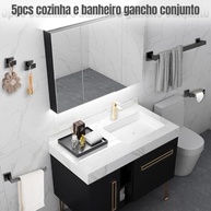 Kit Acessórios para Banheiro em Aço Inox 5 Peças - Toalheiro, Suporte Papel Higiênico e Ganchos - imagem 5