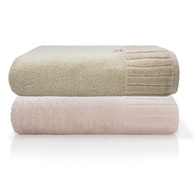 Toalha de Banho Gigante Ele/Ela Velour 500g/m² | 100% Algodão Macio e Absorvente | 2 Peças Bege/Rosa - imagem 1