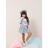 Conjunto 3 Peças para Meninas Estilosas: Salopete, Blusa e Boina - imagem 2