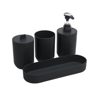 Conjunto 4 Peças Banheiro em Bambu e PP Preto - Porta-Sabonete, Escova, Copo e Algodão | Estilo Moderno e Sustentável - imagem 2