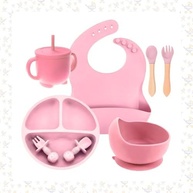Kit Introdução Alimentar Bebê 8 Peças Rosa - Seguro, Antiderrapante e BPA Free - imagem 2