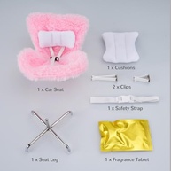Assento de Carro Labubu Rosa: Cadeira Pelúcia Macia com Almofada e Suporte para Mesa - imagem 5