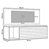 Penteadeira Joy com Espelho e 1 Gaveta - Design Compacto em Branco/Natural - imagem 4
