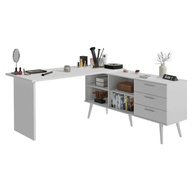 Escrivaninha Penteadeira de Canto com 3 Gavetas em Branco - Design Inteligente Madesa - imagem 4