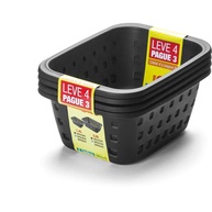 Conjunto com 4 Cestos Plástico Organizador Pequeno 1,4L - Cor Preta | Linha Log - imagem 1