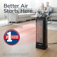 Lasko CT16450 Aquecedor elétrico de cerâmica oscilante portátil pequeno 1500W com termostato manual e proteção de segurança contra superaquecimento para uso doméstico interno, preto - imagem 3