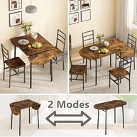 Mesa de Jantar Dobrável Oval com Laterais Ajustáveis - Design Industrial Retro para Espaços Pequenos - imagem 5