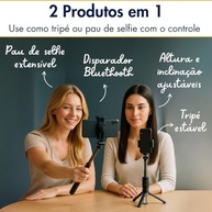 Bastão Tripé 2 em 1 com Controle Bluetooth: Selfie Perfeita e Vídeos Estáveis - imagem 3