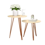 Conjunto de 2 Mesinhas Laterais Redondas com Pés de Ferro - Design Moderno para Sala e Cômodo - imagem 1