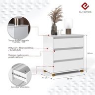 Mini Cômoda 3 Gavetas com Pés em Madeira - Organizador de Quarto Moderno (Branco) - imagem 4