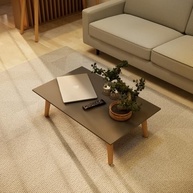 Mesa de Centro Moderna 80x42 cm Cinza - Tampo MDF e Pés em Madeira Maciça - imagem 5