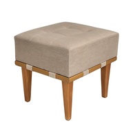 Puff Quadrado em Linho com Pés de Madeira Maciça 43cm - Estilo e Conforto Moderno - imagem 1