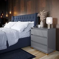 Mini Cômoda Criado Mudo 3 Gavetas Cinza com Pés de Madeira | Design Moderno e Funcional - imagem 3