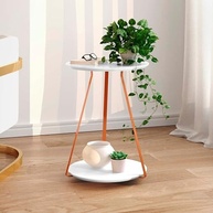 Mesinha Lateral Sofia - Apoio Decorativo Redondo com Pés de Ferro em Cobre - imagem 3
