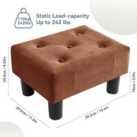 Poofzy Banqueta para os Pés Pequena em Veludo - Otmoma Confortável com Pernas, Design Retangular para Sofá, Sala e Entrada - imagem 4