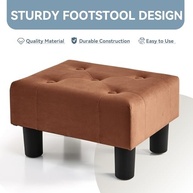 Poofzy Banqueta para os Pés Pequena em Veludo - Otmoma Confortável com Pernas, Design Retangular para Sofá, Sala e Entrada - imagem 5