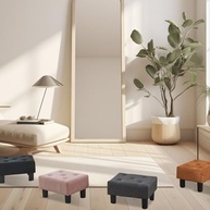 Poofzy Banqueta para Pés em Veludo Laranja - Otimana Retangular com Pernas, Confortável e Versátil para Sala e Entrada - imagem 3