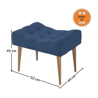 Puff Banco Estofado Capitonê Azul Marinho com Pés de Madeira - Assento Decorativo Versátil para Sala, Quarto e Hall - imagem 3