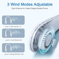 Mini Ventilador de Pescoço Portátil Recarregável 3 Velocidades - Sem Lâminas, 1500mAh, Design Confortável - imagem 5