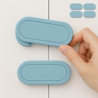 Kit com 4 Travas de Segurança Sem Furos para Portas e Gavetas Azul - Proteção Infantil e Pet - imagem 2