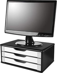 Suporte de Monitor com Gavetas – Design Moderno em MDF Preto Piano e Branco - imagem 3