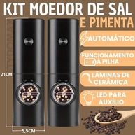 Kit 2 Moedores Elétricos de Sal e Pimenta com LED - Conjunto Automático 70ml para Cozinha e Churrasco - imagem 3