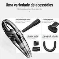 Aspirador de Pó Portátil Sem Fio 120W: Potência Máxima para Carro e Casa | Seco/Úmido, Recarregável, Filtro Lavável + 6 Acessórios - imagem 4