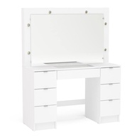 Penteadeira Camarim França com Espelho e 7 Gavetas – Design Sofisticado em Branco Politorno - imagem 1