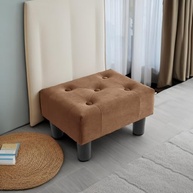 Poofzy Banqueta para os Pés Pequena em Veludo - Otmoma Confortável com Pernas, Design Retangular para Sofá, Sala e Entrada - imagem 3