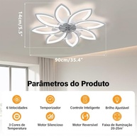 Ventilador de Teto com Luz LED e Controle por APP Tuya - 3 Cores de Luz, Bivolt, 90cm - imagem 3