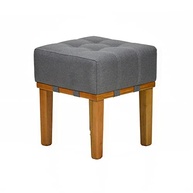 Puff Quadrado em Madeira Maciça com Tecido Linho Cinza Chumbo - Apolo por Sanna Decor - imagem 5