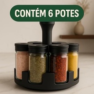 Porta Temperos Giratório 360° com 6 Potes de Vidro Premium - Tampa Dosadora Inteligente - imagem 5