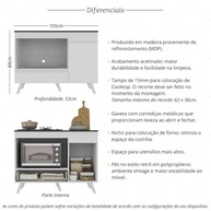 Balcão para Cooktop e Forno 105cm com 1 Porta e 1 Gaveta Veneza Multimóveis - Design Moderno e Funcionalidade - imagem 3