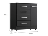 Cômoda Laura 4 Gavetas e 1 Porta em Design Moderno Onix - Organize seu Espaço com Estilo - imagem 3