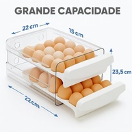 Porta Ovos Empilhável com Gaveta 2 Camadas 32 Unidades - Organizador de Ovos em Plástico PP Premium para Geladeira - imagem 4