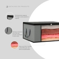Kit com 2 Sacos Organizadores Porta Tudo para Guarda-Roupa em TNT Reforçado com Zíper e Visor - Cinza Premium - imagem 5