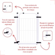 Portão de Segurança para Pets e Crianças | Proteção em Degraus e Portas com Grades Ajustáveis 69 a 94 cm - imagem 4