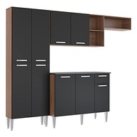 Cozinha Compacta Pequim 9 Portas - Design Moderno em Carvalho Avelã e Preto - imagem 4