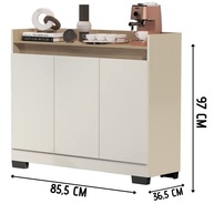 Rack Aparador com 3 Portas para Sala, Escritório ou Cozinha - Design Retro Moderno OffWhite/Nature - imagem 4