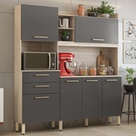 Armário de Cozinha 6 Portas 2 Gavetas Select Demobile Avena Grafito – Organize com Estilo e Funcionalidade - imagem 1